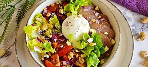 Salade thon fumé et burrata