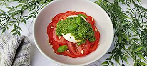 Tomates, burrata et pesto au basilic