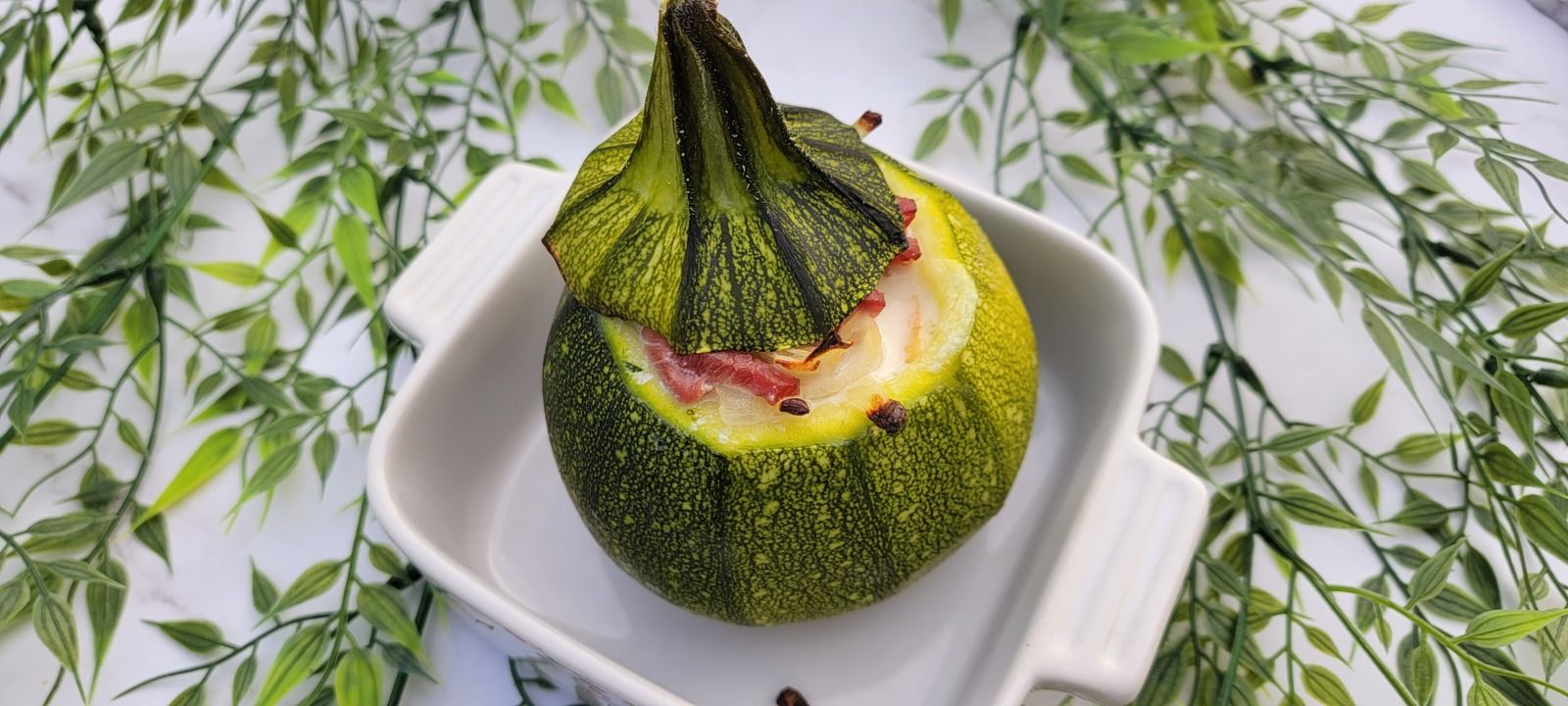 Courgette ronde farcie à la tartiflette