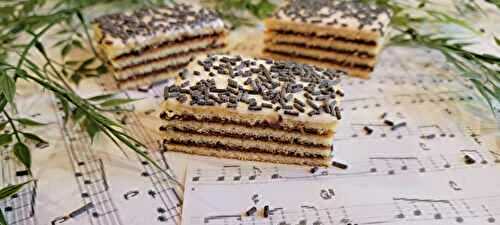 Gâteau façon napolitain génoise nature ganache chocolat