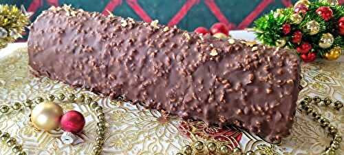 Bûche 3 chocolats glaçage rocher 2 chocolats