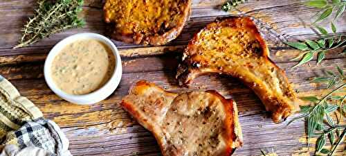 Côtes de porc marinées au miel ou moutarde au piment d'Espelette