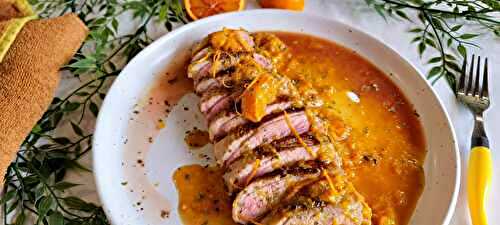 Magret de canard aux oranges sanguines et miel d'oranger