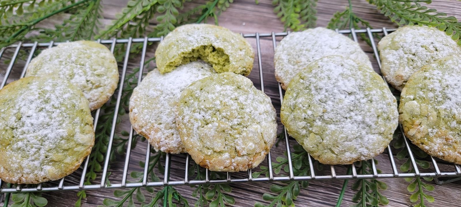 Crinkles matcha, chocolat blanc