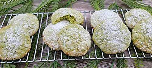 Crinkles matcha, chocolat blanc