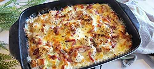 Gratin de Ravioles aux Courgettes, Poulet, Bacon et Mozzarella