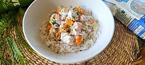 Curry doux de poulet au lait de coco et riz basmati