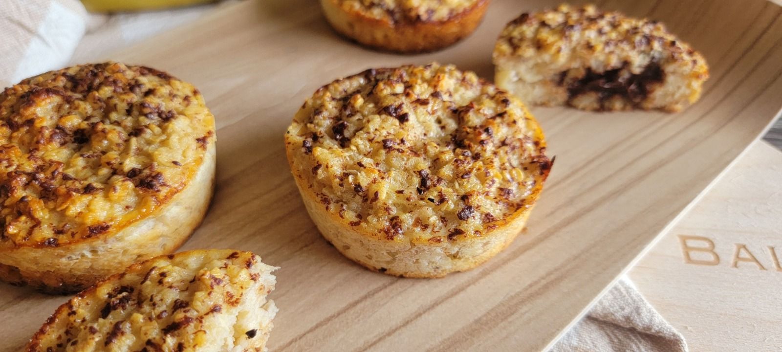 Muffins avoine, banane et cœur chocolat