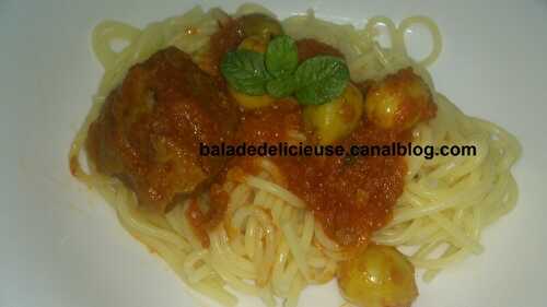 Spaghetti a la sauce de veau - Balade délicieuse