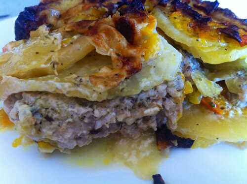 Gratin de viande ,pommes de terre et potimarron