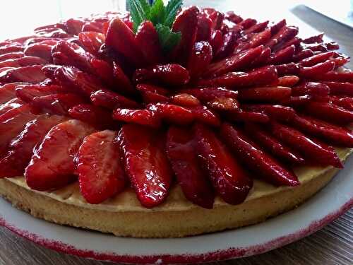 Tarte aux fraises , Crème vanille mousseline