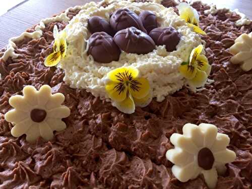 Tarte de Pâques ,caramel beurre salé , mousse chocolat