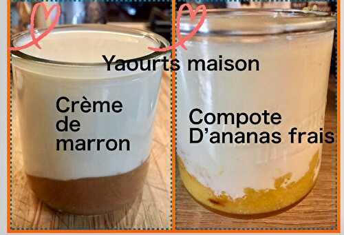 Yaourts maison a la crème de marron OU compote d'ananas