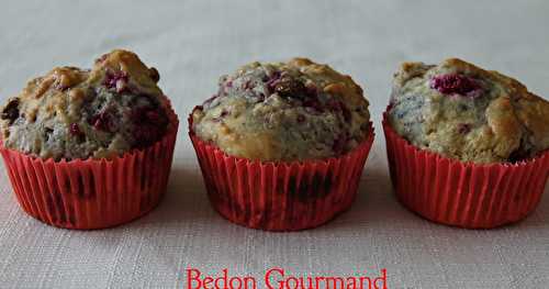 Muffins au quinoa, framboises et pépites de chocolat