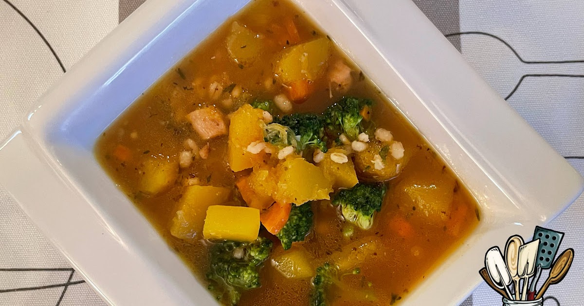 Soupe à l'orge, à la courge et au brocoli