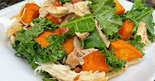 Salade tiède de patates douces, kale et poulet