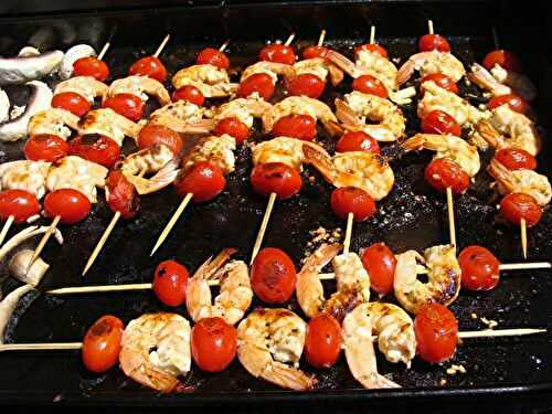 BROCHETTES DE GAMBAS MARINEES CITRON VERT ET CORIANDRE