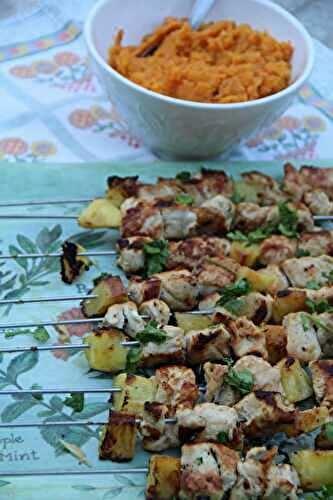 BROCHETTES DE POULET ANANAS GOUT MOJITO