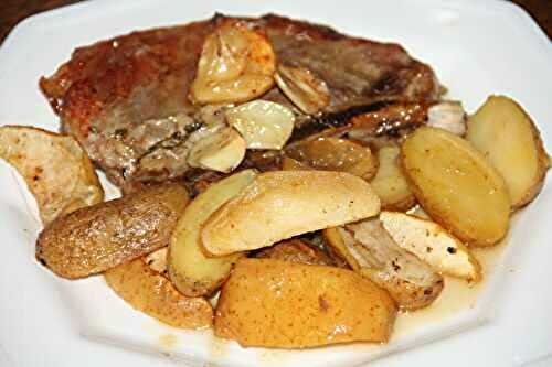 COTES DE VEAU DE VEAU DU SEGALA AUX DEUX CITRONS DE MENTON,POMMES FRUITS ET POMMES GRENAILLE, SIROP D'ERABLE