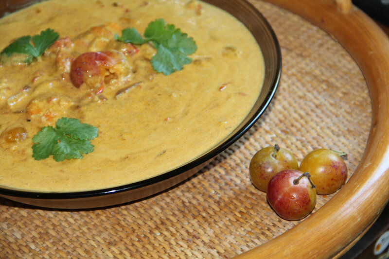 CURRY DE GROSSES CREVETTES AUX MIRABELLES DE LORRAINE