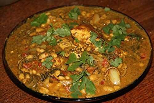 CURRY DE POULET EPINARDS HARICOTS BLANCS