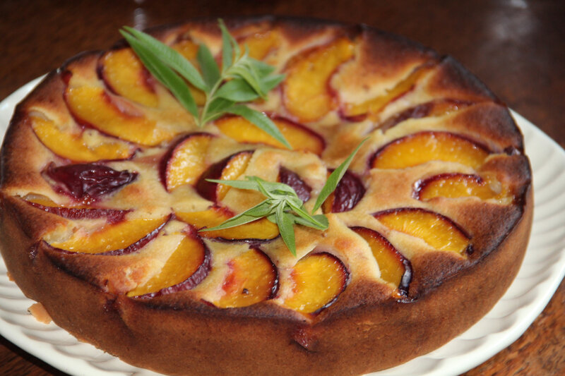 GATEAU MOELLEUX AUX NECTARINES, SIROP DE VERVEINE CITRONNELLE MAISON
