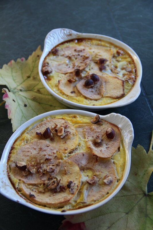 GRATINS DE POMMES ET POIRES AU CALVADOS