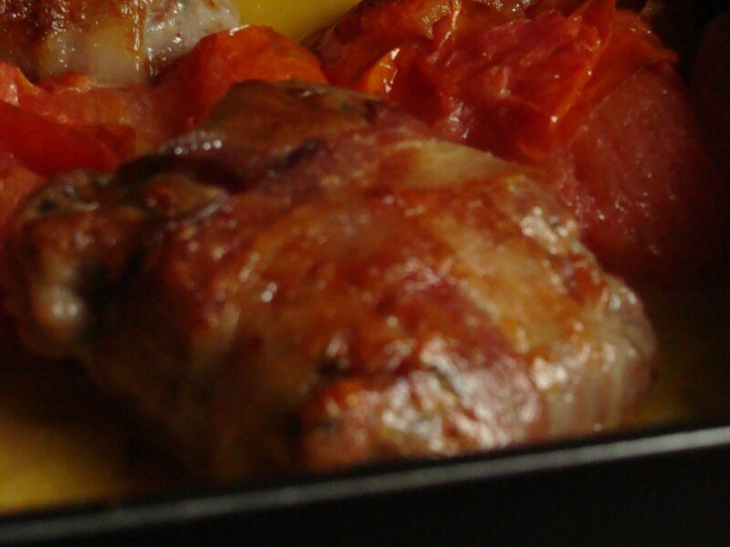 LAPIN EN PAQUETS AU LARD ET AU FROMAGE
