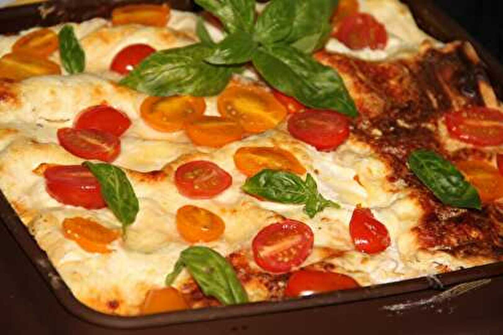 LASAGNES AU POULET ET PESTO DE TOMATES