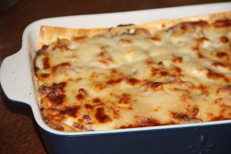 LASAGNES CHAMPIGNONS ET JAMBON A LA PARISIENNE