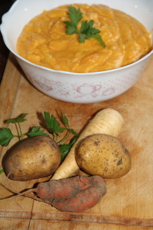 MOUSSELINE DE PANAIS, CAROTTES ET POMMES DE TERRE