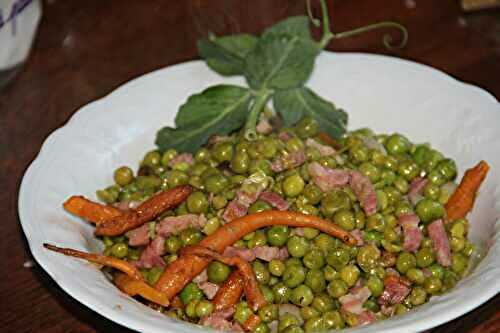 PETITS POIS FRAIS AUX LARDONS ET MINI LEGUMES