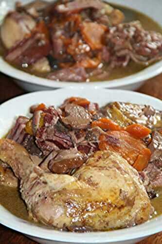 POULET CHASSEUR A LA BORDELAISE, ECRASE DE POMMES DE TERRE