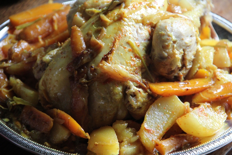 POULET COCOTTE AU CURCUMA FRAIS ET LEGUMES NOUVEAUX