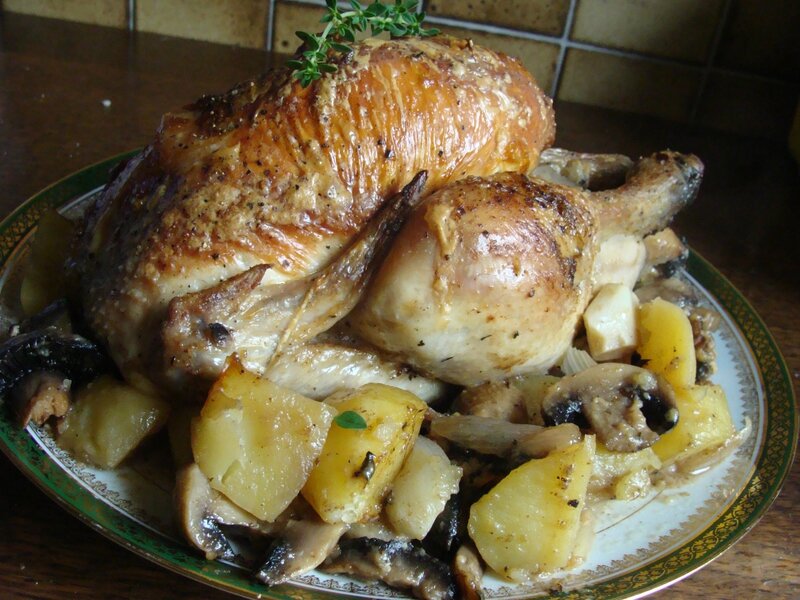 POULET EN COCOTTE AU VIN BLANC A LA CANCOILLOTTE