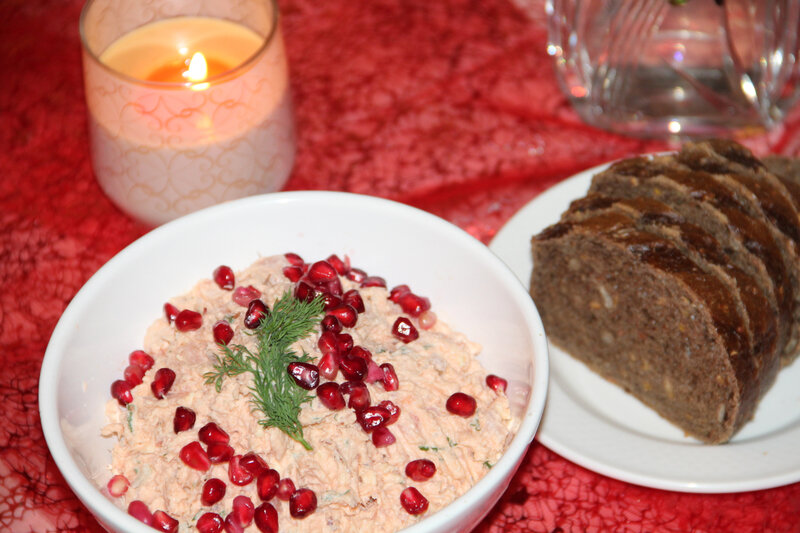 RILLETTES AUX DEUX TRUITES A L'ORANGE SANGUINE, GINGEMBRE, ANETH ET GRENADE