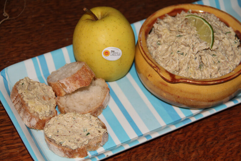 RILLETTES DE SARDINES AU FROMAGE FRAIS, A LA POMME, AU CURRY ET AU CITRON VERT