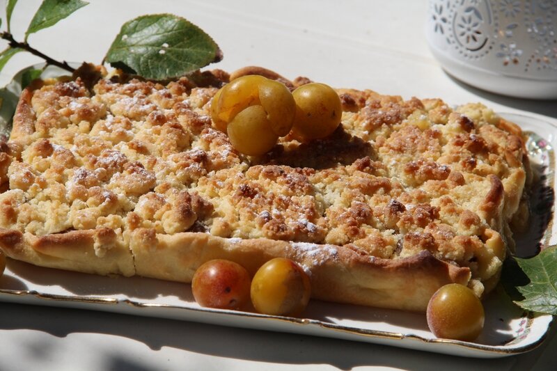 TARTE SABLEE MIRABELLES ET STREUSEL