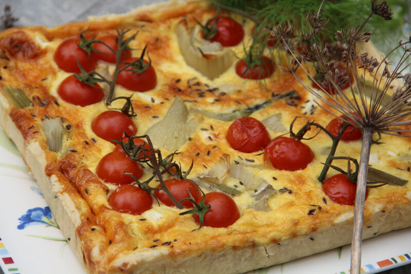 TARTE TOMATES CERISE, FENOUIL, FETA ET ANIS