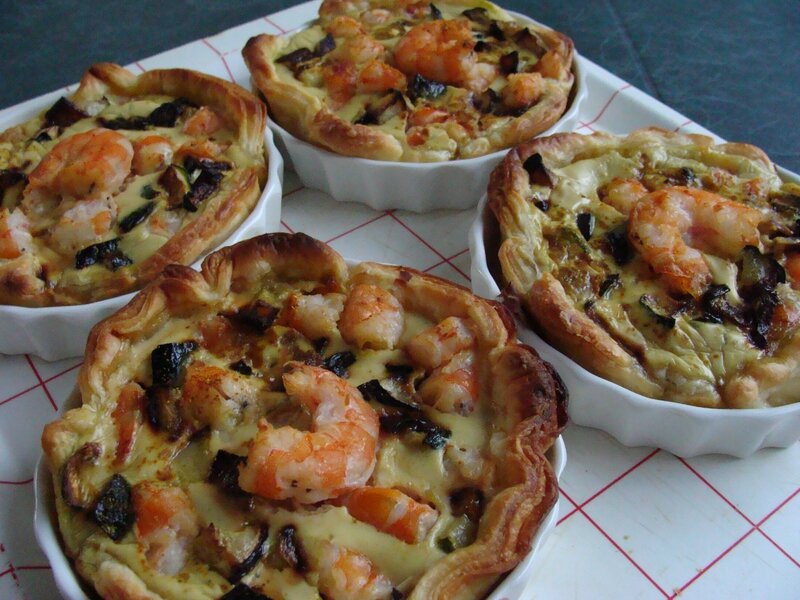 TARTELETTES CCC : CREVETTES, CURRY, COURGETTE