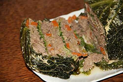 TERRINE DE CHOU FARCI AU CONFIT DE CANARD ET PETITS LEGUMES