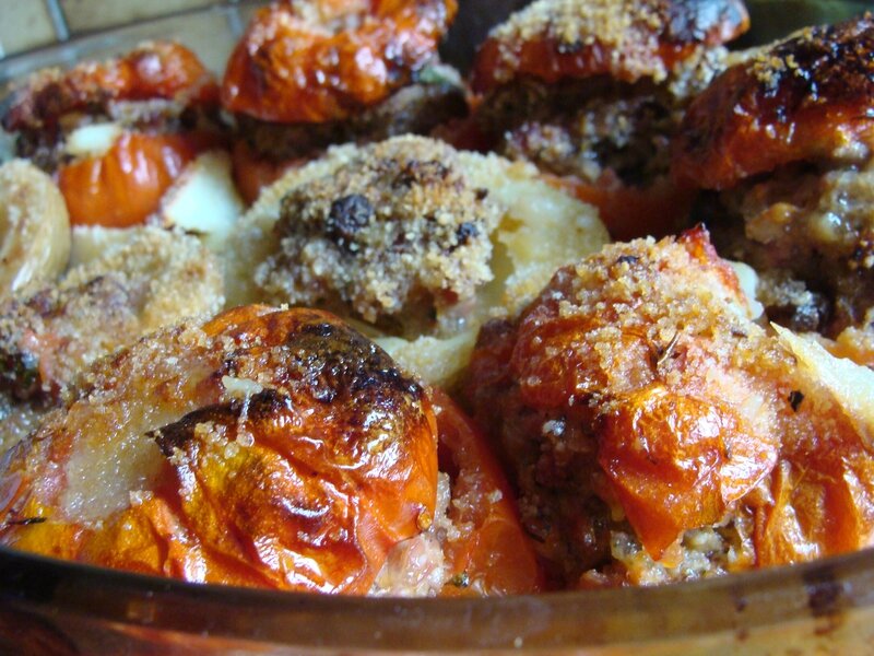 TOMATES ET POMMES DE TERRE FARCIES AU TAPIOCA JULIENNE