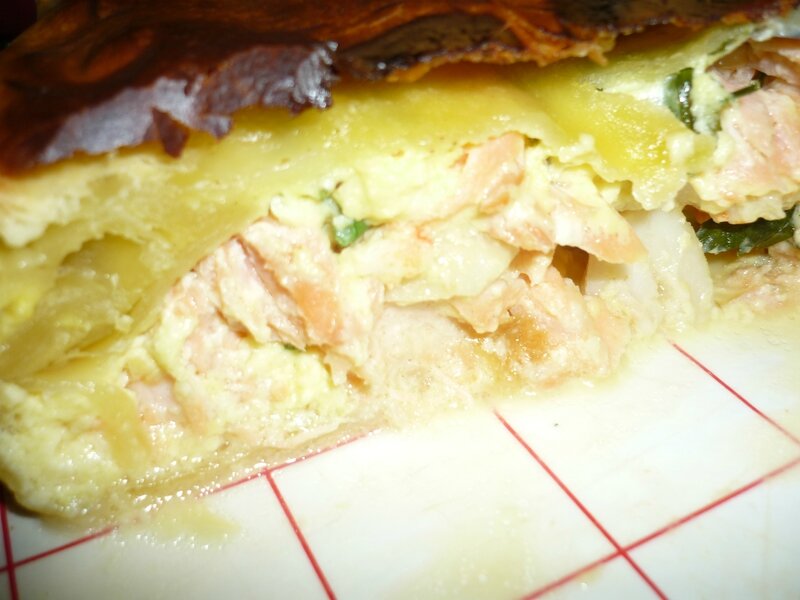 TOURTE SAUMON, ST JACQUES ET CREVETTES