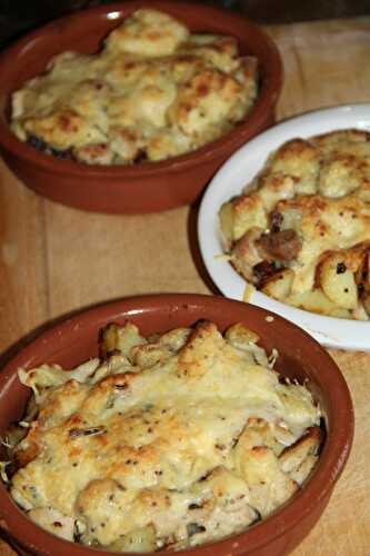 GRATIN DU FAMEUX BOUDIN BLANC DE RETHEL AU CHAOURCE ET MOUTARDE A L’ANCIENNE