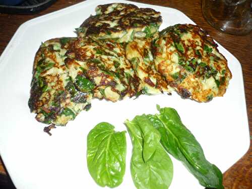 GALETTES A L'ECRASE DE POMMES DE TERRE, EPINARDS ET FETA