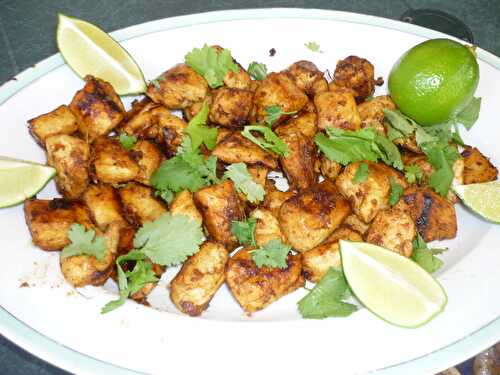 BOUCHEES DE POULET CITRON VERT, AIL ET GINGEMBRE A LA PLANCHA