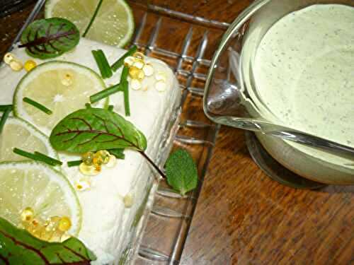 TERRINE DE CABILLAUD ET SAUMON AUX ASPERGES VERTES ET VIOLETTES SAUCE VERTE