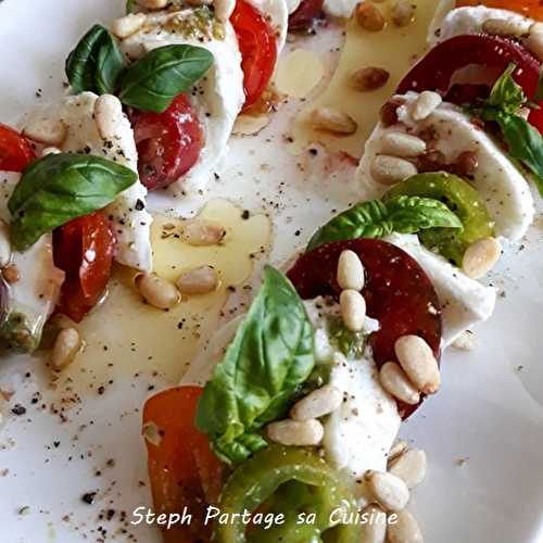 Tomates-mozza multicolores et pesto de roquette - Steph Partage sa Cuisine