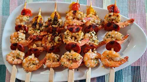 Brochettes de Crevettes et Chorizo à la Plancha