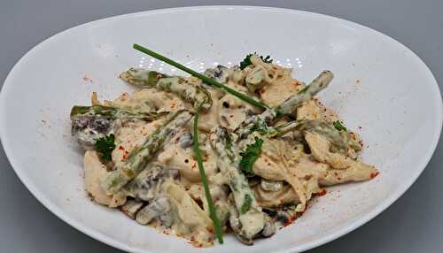 Escalopes à la Crème, Asperges Vertes et Champignons